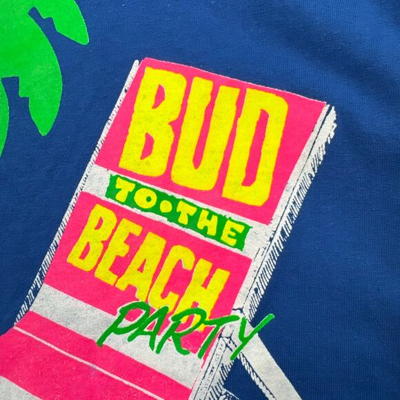 Vintage Graphic Radio Station Promo Tee Size XL 93fm "Bud To The Beach" Y2K 90s - Picture 5 of 9